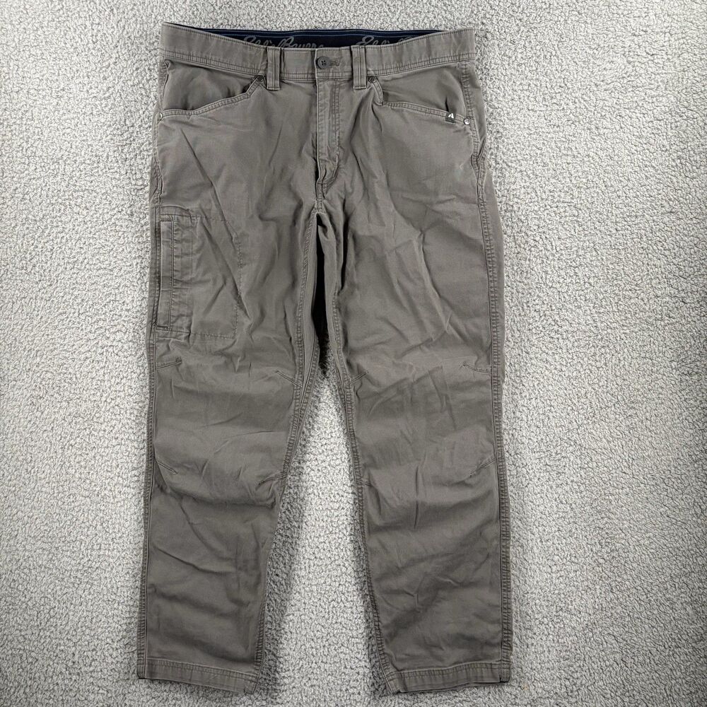 Eddie Bauer First Ascent Cargo Pants Mens 36x30 Gray Khaki Chino Hiking Outdoor